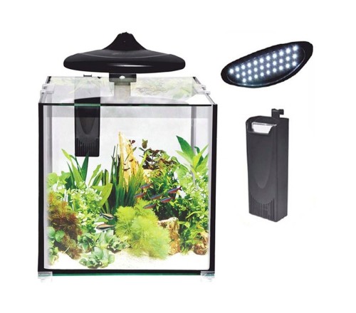 CC-30 Nano-Aquarium 30Liter mit Filter und LED-Leuchte, Würfel